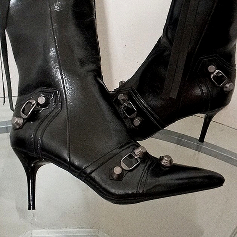 SALEπ Brand NewπFREE GIFT INCLUDEDπHigh Knee Heels Boots Zippers Tassel Metal - Picture 6 of 15